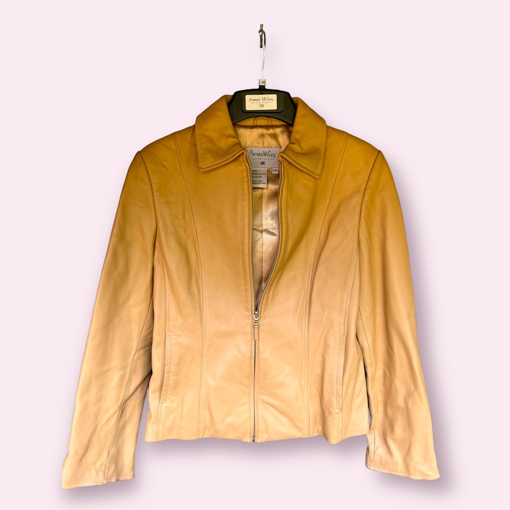 Vintage Pamela McCoy Leather Jacket - Tan XS